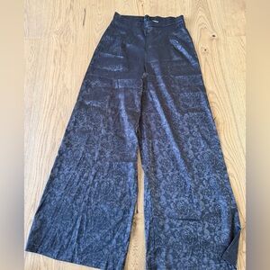 NWT Runaway The Label- Black Satin Floral Wide Leg Pants - SZ M/6